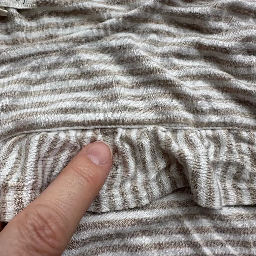 Copper Key Brown Stripe Ruffle Detail Top - Medium